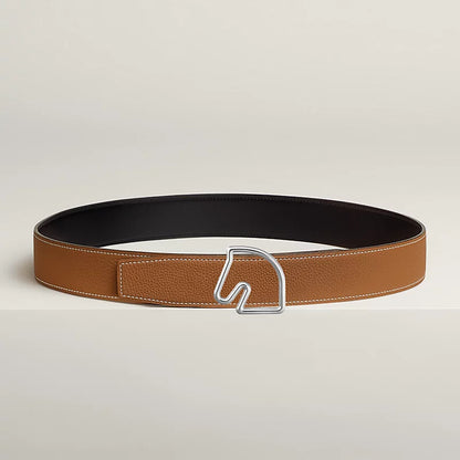 Gürtelschließe Tête de Cheval & Wendbarer Gürtelriemen 38 mm Schwarz/Gold Herren