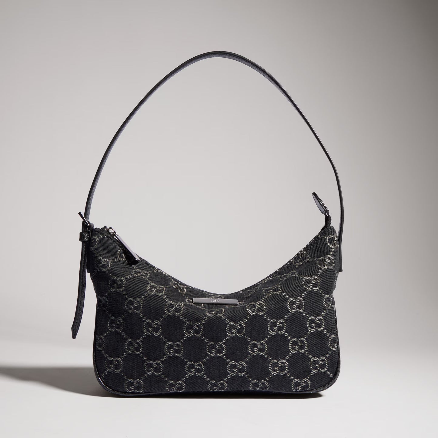 Kleine Lady Lunetta Schultertasche aus schwarzer GG Denim