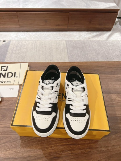 Match sneakers in black leather with white details