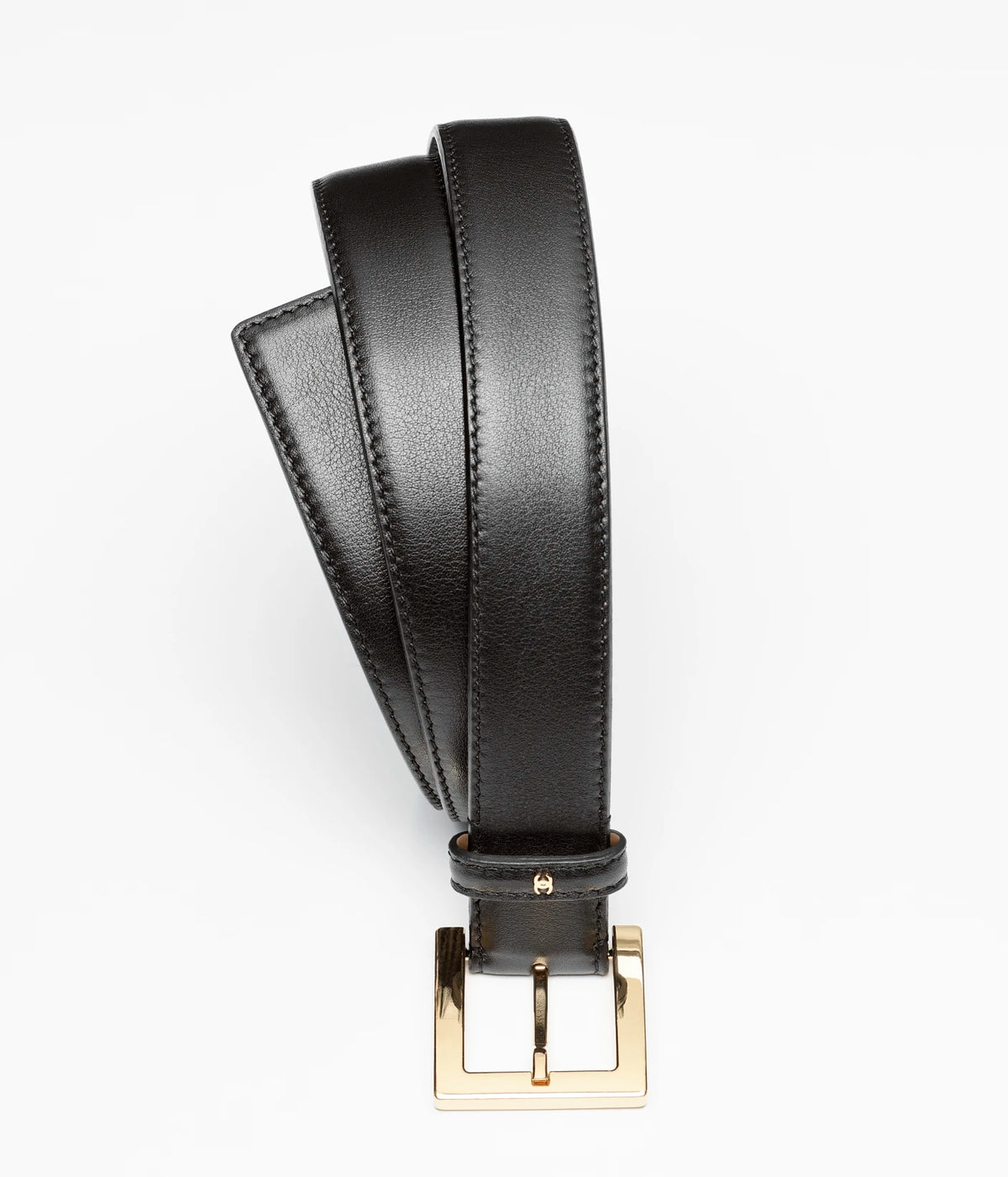 Gürtel aus Kalbsleder und Metall in Schwarz und Gold