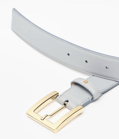 Gürtel aus Kalbsleder und Metall in Grau und Gold