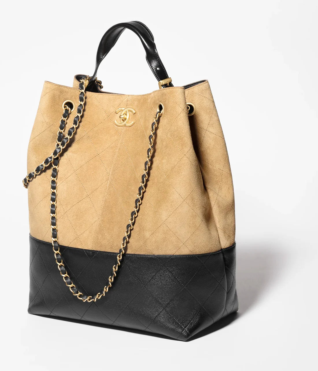 Shopping bag beige &amp; black