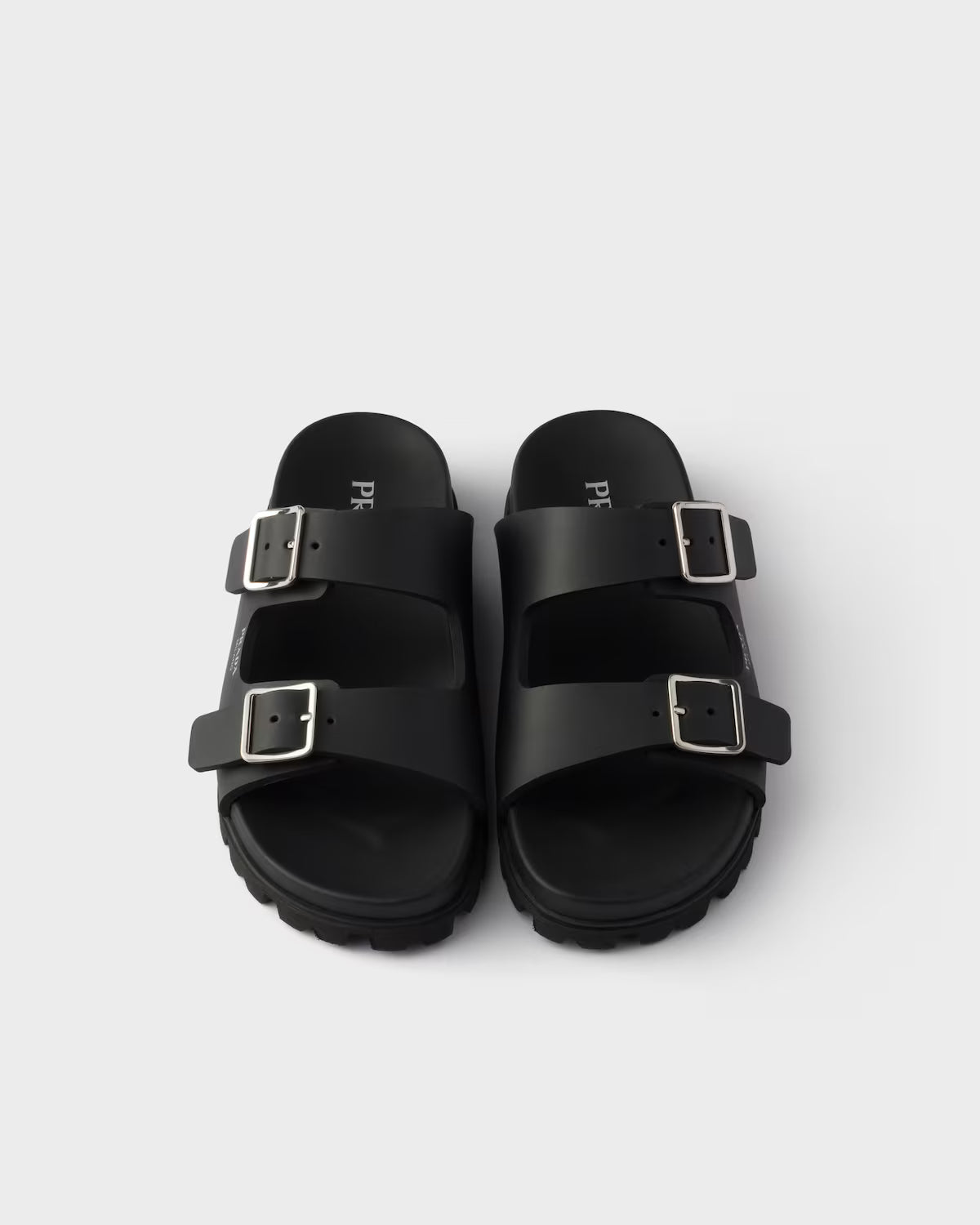 Slider-Sandalen aus schwarzem Gummi