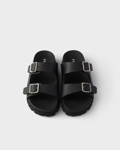 Slider-Sandalen aus schwarzem Gummi