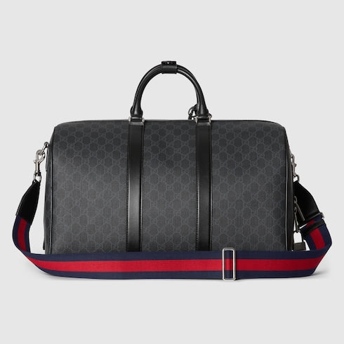GG Black Medium Travel Bag in GG Supreme Fabric Black
