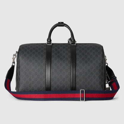 GG Black Medium Travel Bag in GG Supreme Fabric Black