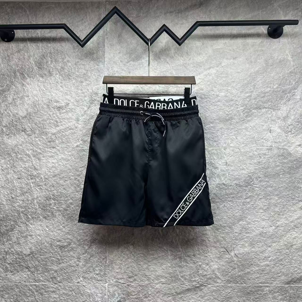Badehose mit Kontrastierendem Seitenstreifen Schwarz