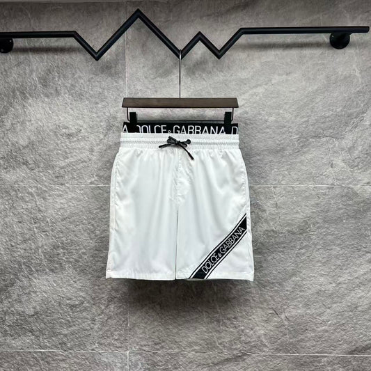 Badehose mit Kontrastierendem Seitenstreifen Weiß