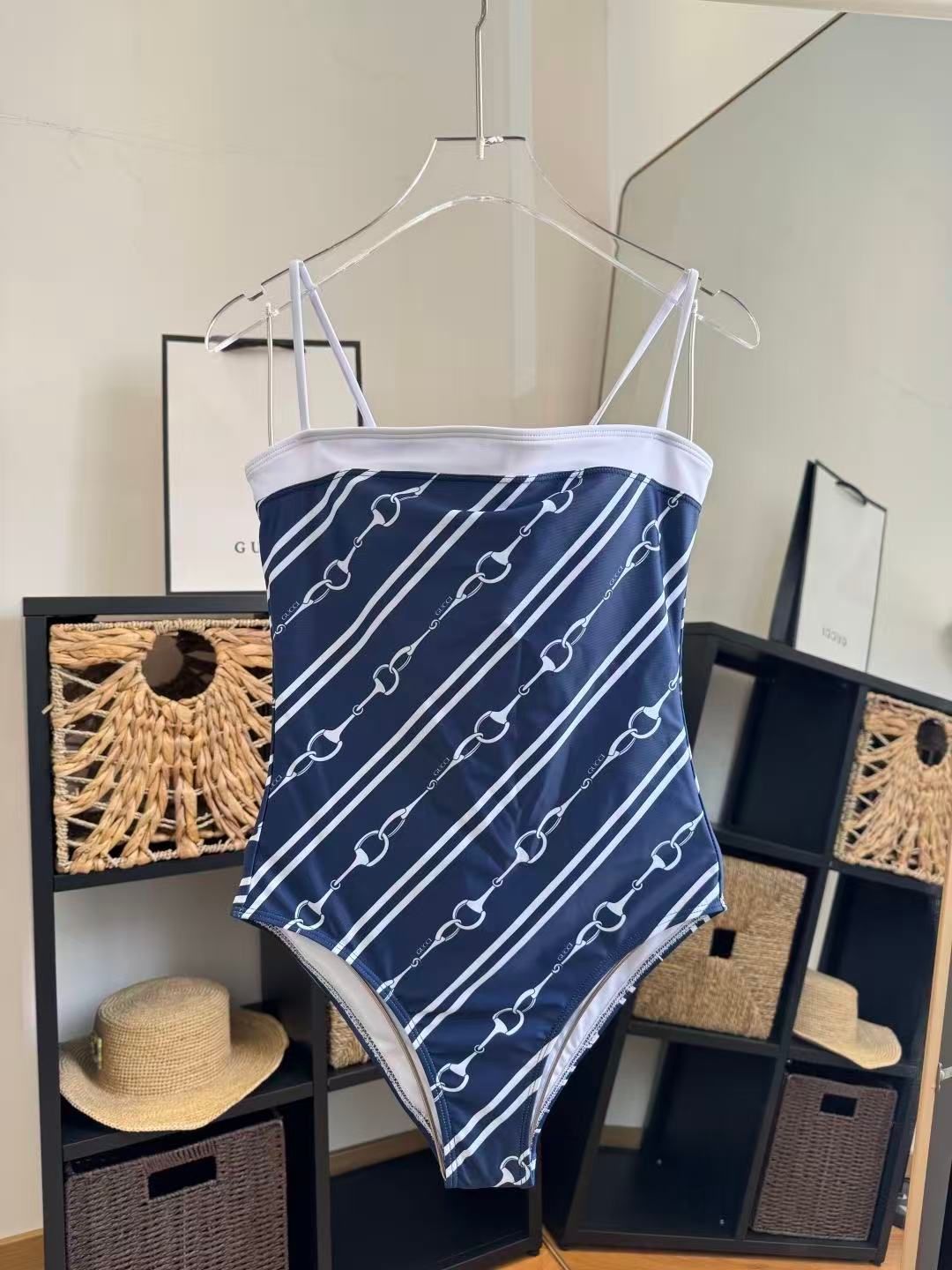 Badeanzug mit Morsetto-Print Blau