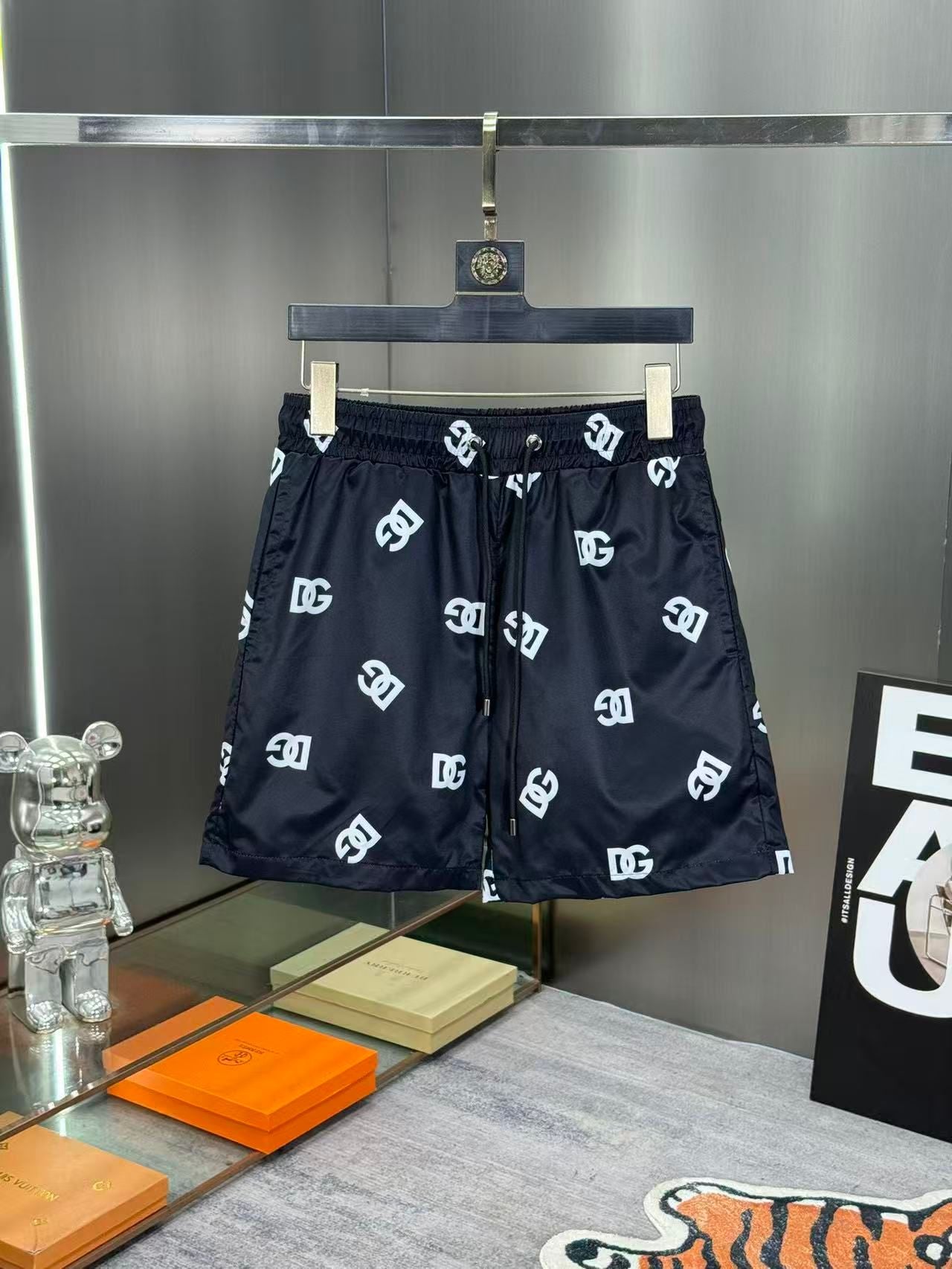 Badehose mit Monogramm-Muster Dunkelblau