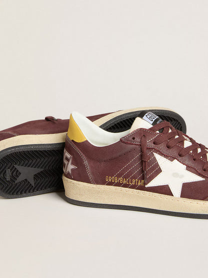 Chocolate brown nubuck with star and heel in leather
