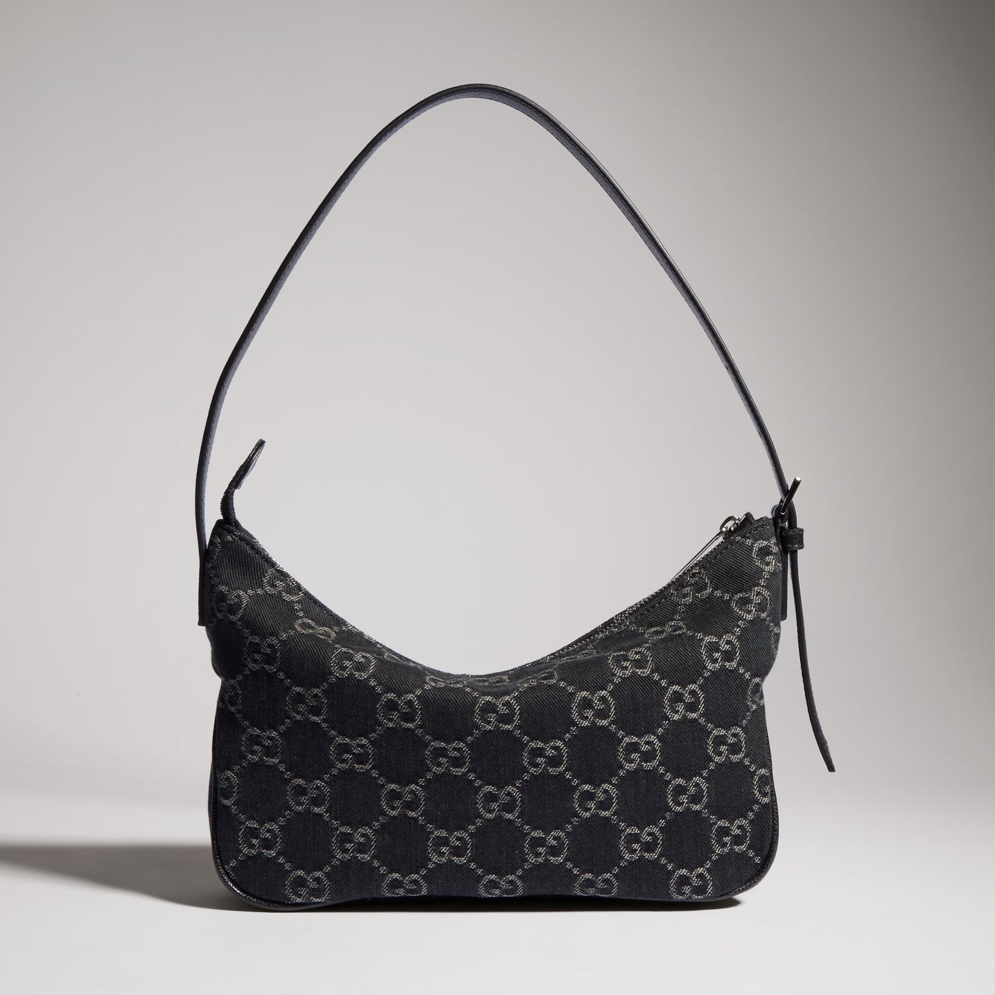 Kleine Lady Lunetta Schultertasche aus schwarzer GG Denim