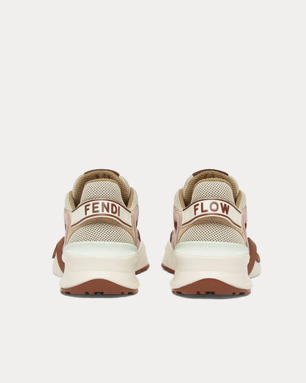 Flow Mesh & Suede Brown Low-Top Sneakers