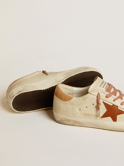Super-Star with leather star and leather with crocodile print on the heel