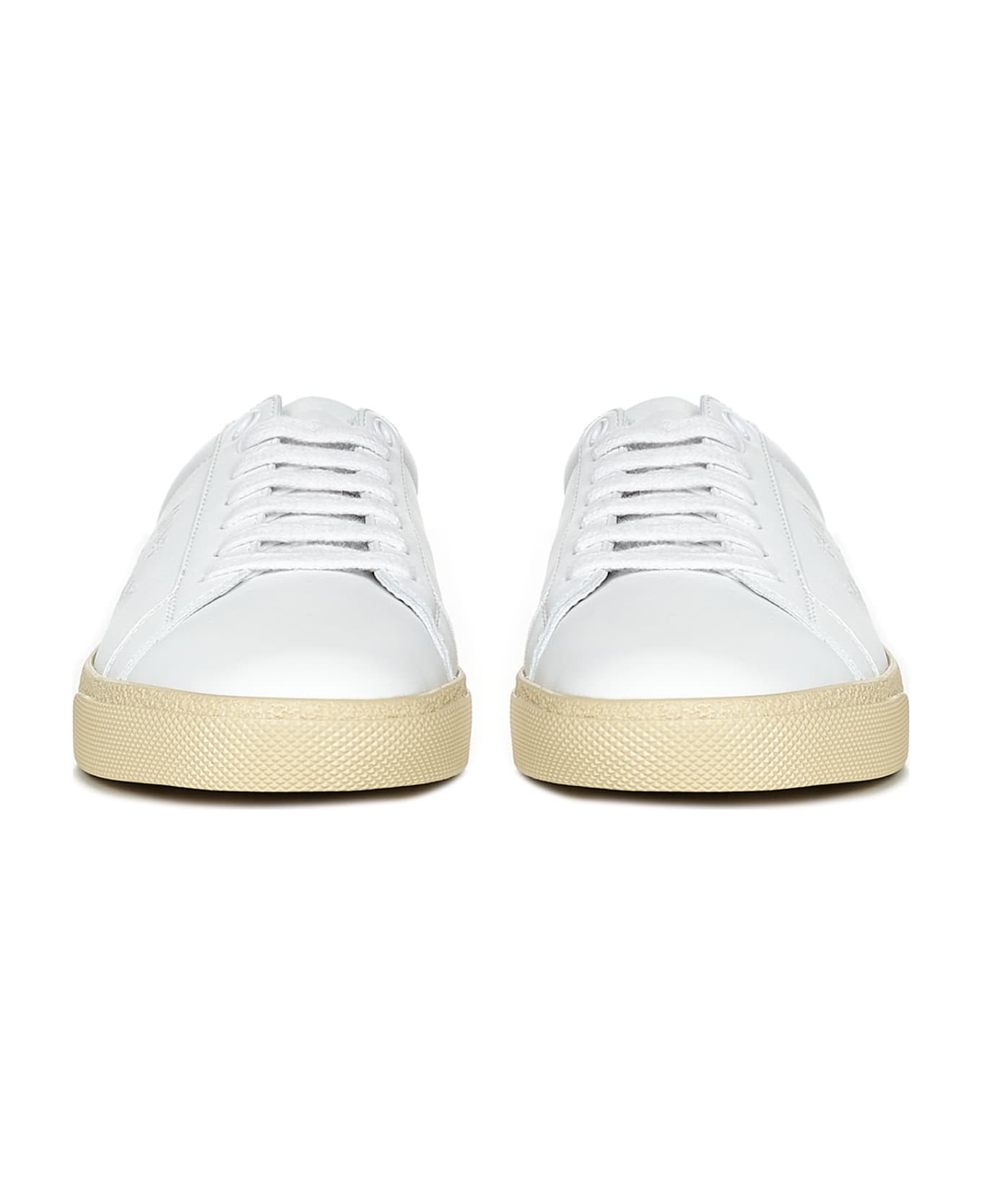 Court Classic Sneakers in white with leopard print heel