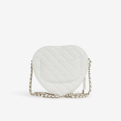 Große Heart Tasche aus weißem Lammleder