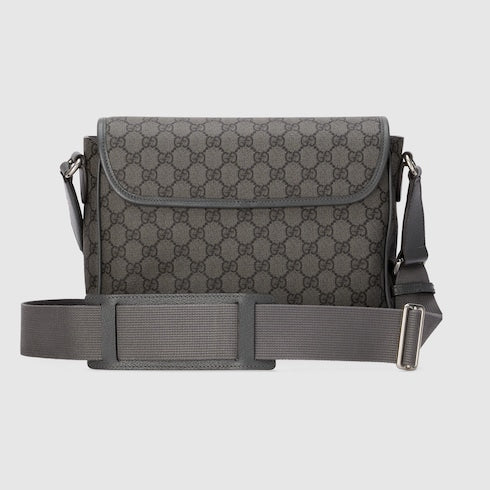 Ophidia medium shoulder bag in soft GG Supreme fabric, grey and black