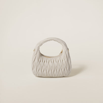 Hobo bag Wander small made of matelassed nappa leather in white