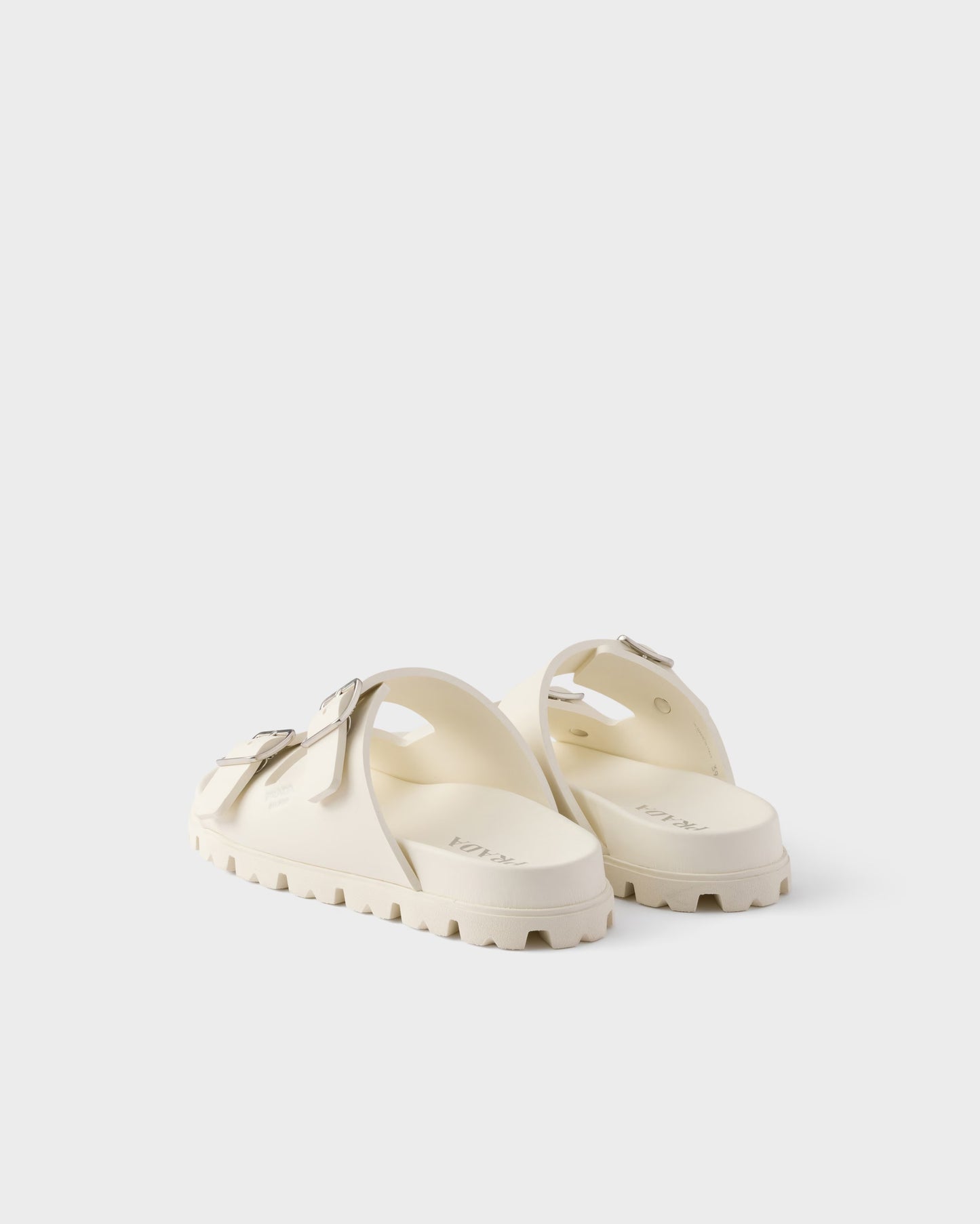 Slider-Sandalen aus elfenbeinfarbenem Gummi