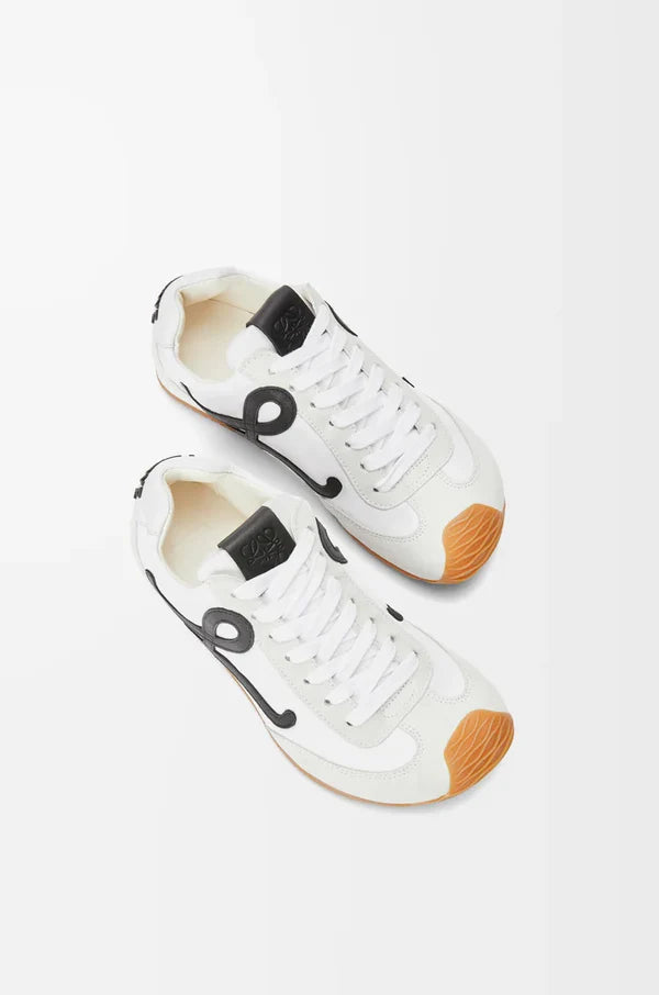 Ballet Runner 2.0 sneakers in nylon and leather, white/black