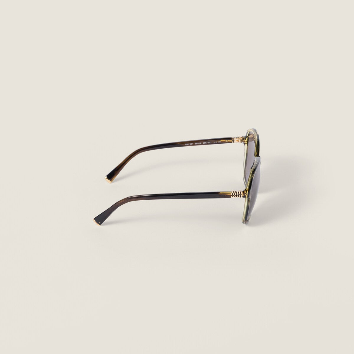 Miu Regard Sunglasses in London Striato with Grey Lenses