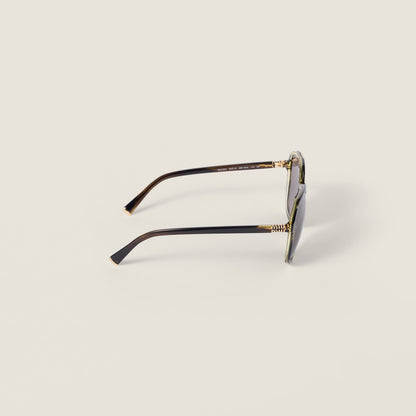 Miu Regard Sunglasses in London Striato with Grey Lenses