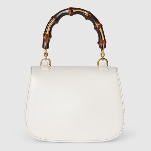 GG Bamboo 1947 Mini-Tasche aus weißem Leder