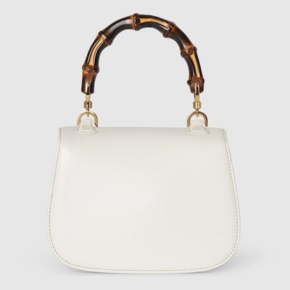 GG Bamboo 1947 Mini-Tasche aus weißem Leder