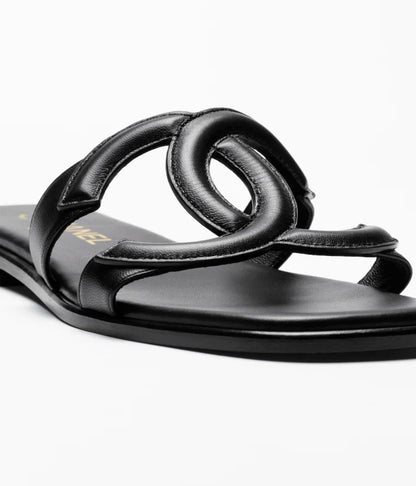Sandalen aus schwarzem Lammleder