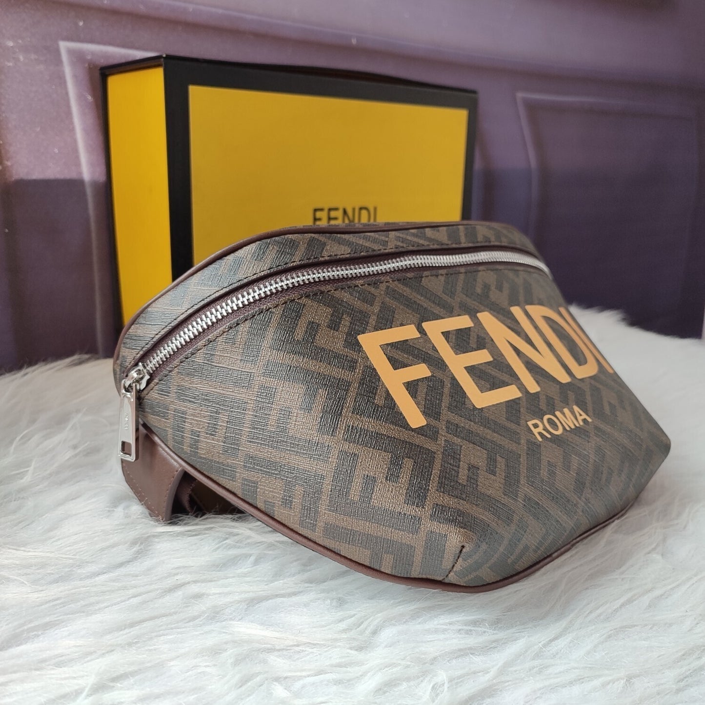 Zucca FF Jacquard Braun Gürteltasche