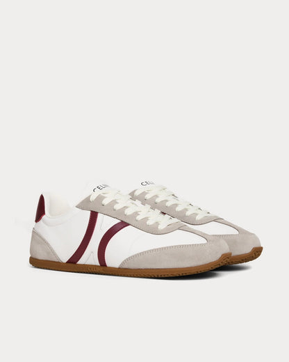 Jogger Low-Top-Sneakers mit Triomphe Signature aus Velours-Kalbsleder in Optisch Weiß / Bordeaux / Dunkelgrau