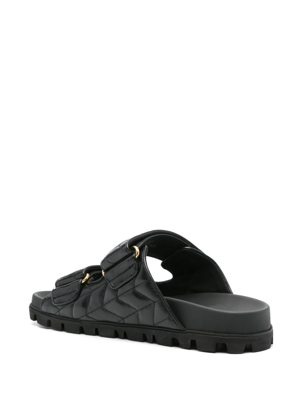 Sandalen aus matelassiertem Leder in Schwarz