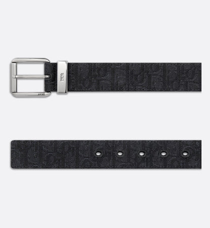 Gürtel Schwarz Oblique Jacquard und genarbtes Kalbsleder 35 mm Herren