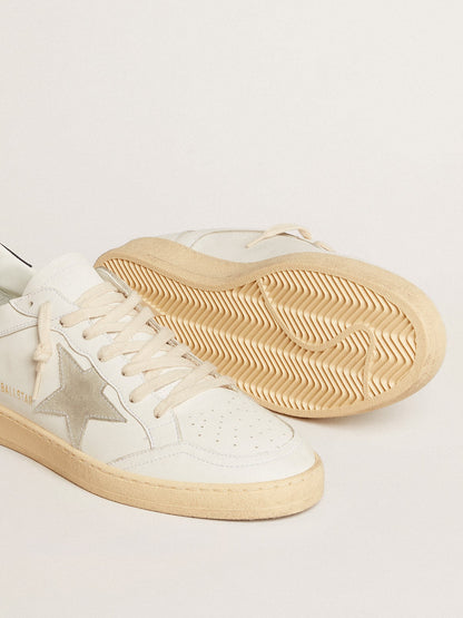 Suede star and blue leather on the heel