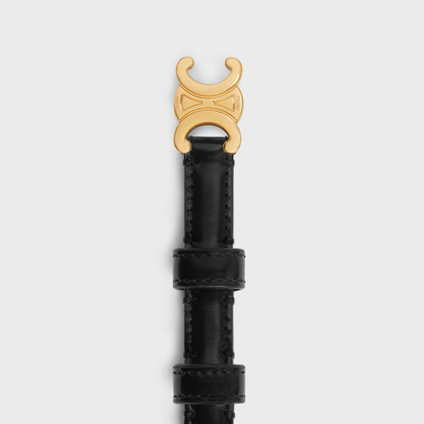 Triomphe Gürtel 13 mm aus schwarzem Taurillonleder für Damen