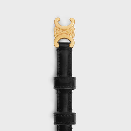 Triomphe Gürtel 13 mm aus schwarzem Taurillonleder für Damen