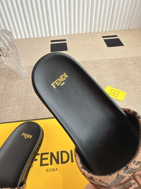 Flache Samt-Sandalen mit gesticktem Sunshine-Logo in Braun