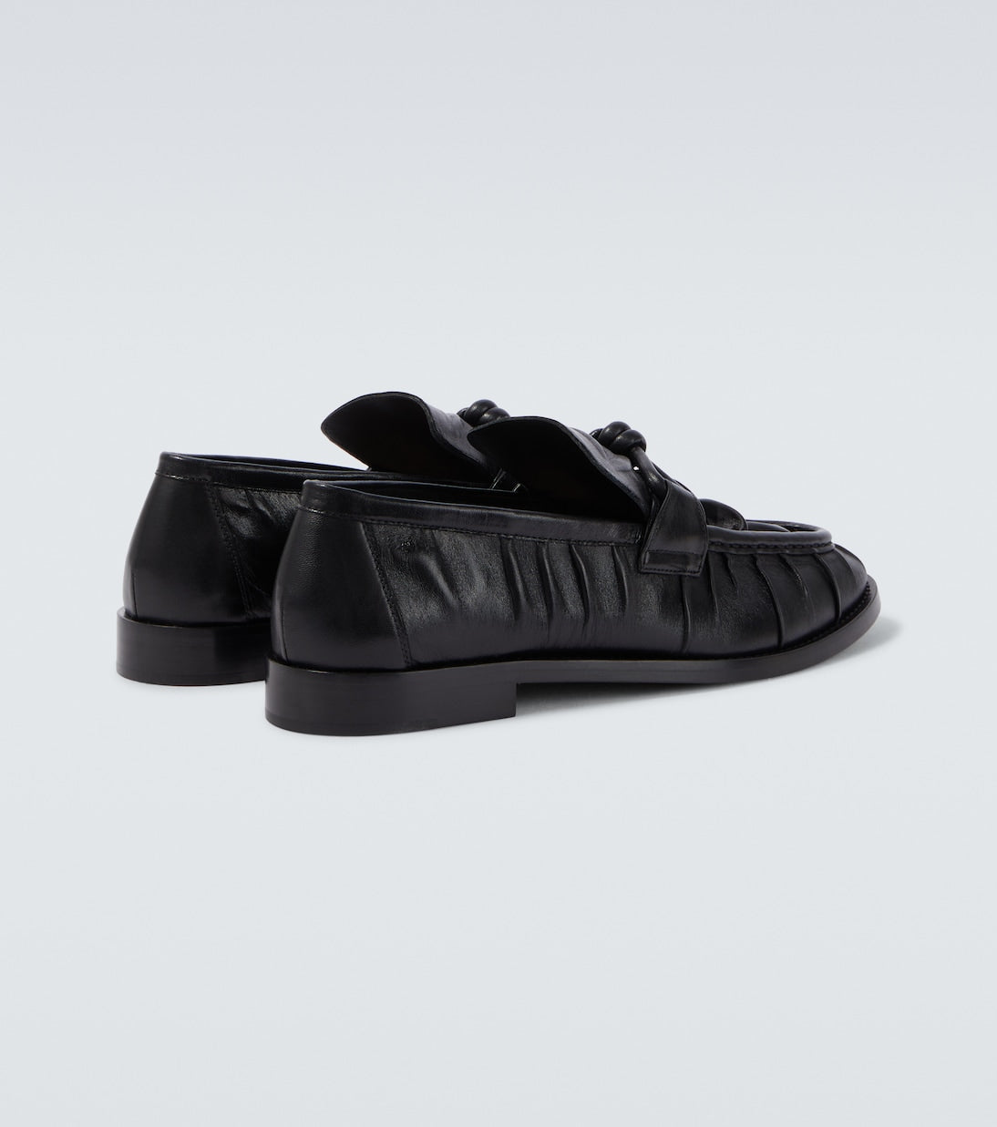 Astaire Knot Loafer in Black Nappa Leather with Black Buckle