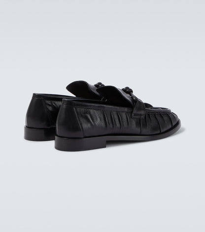 Astaire Knot Loafer in Black Nappa Leather with Black Buckle