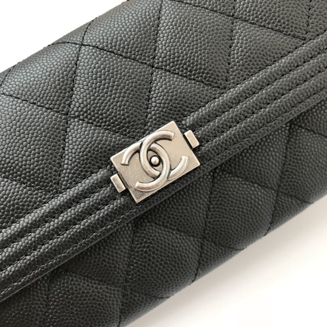 Black Boy long folding wallet