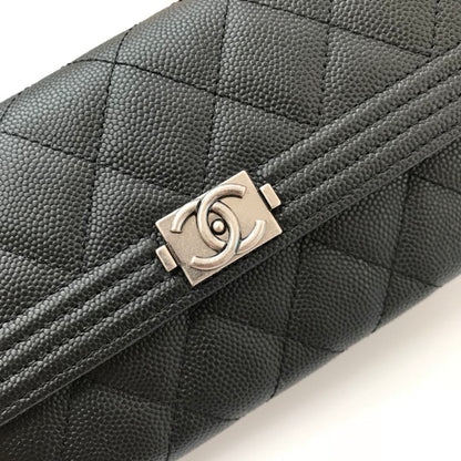 Black Boy long folding wallet