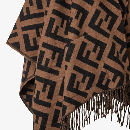 Damen Poncho aus Kaschmir Braun