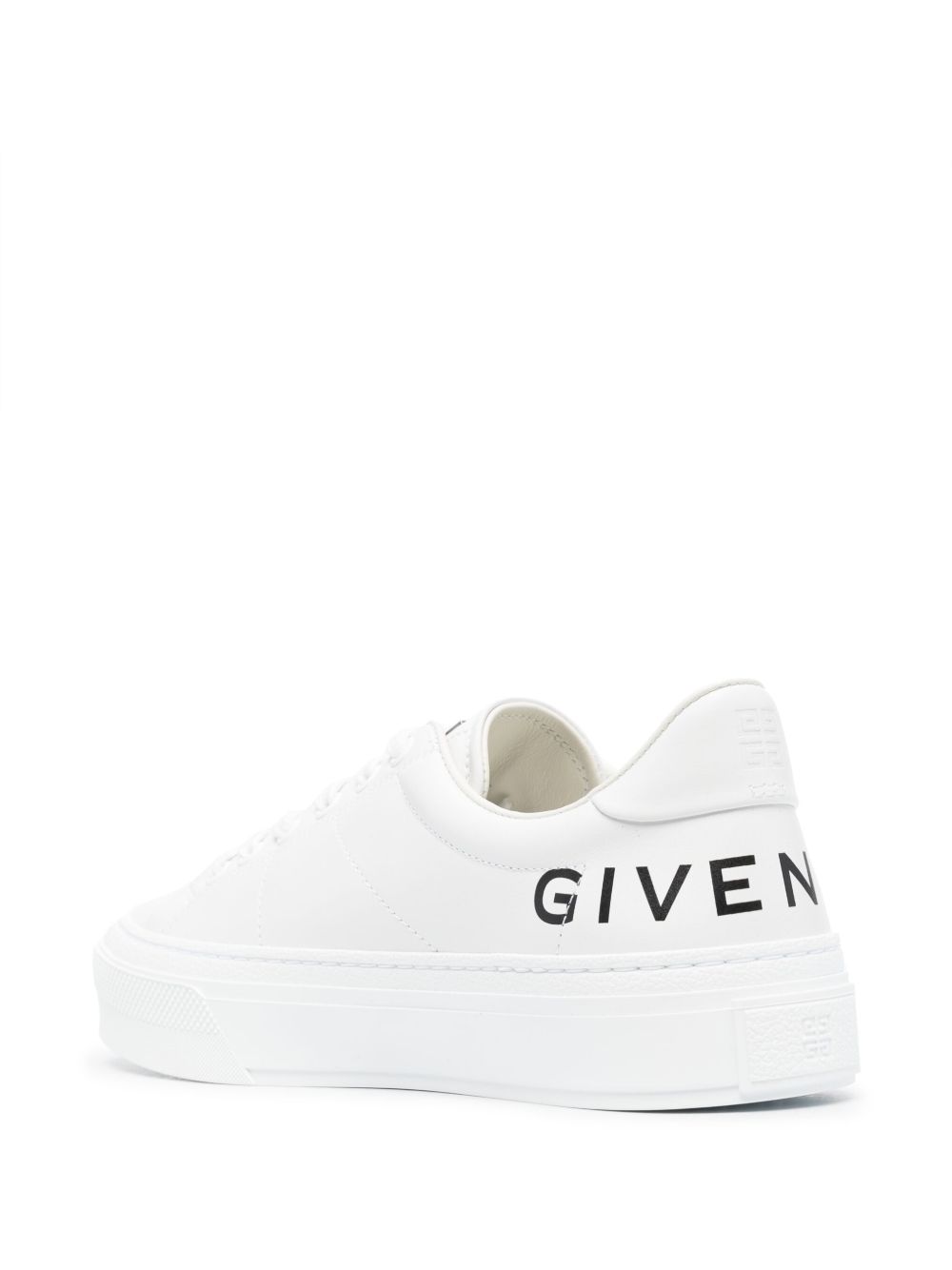 Low-Top-Sneakers aus Leder mit Logoprint in Weiß