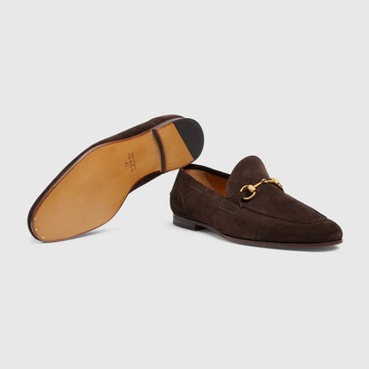 Men's GG Jordaan moccasin in dark brown suede