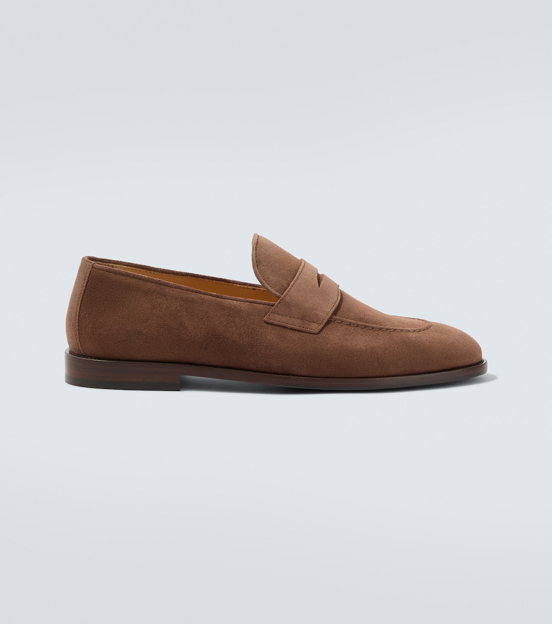 Brown Suede Penny Loafers