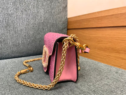 Valentino Diamond Mini-Tasche Pink Glitter