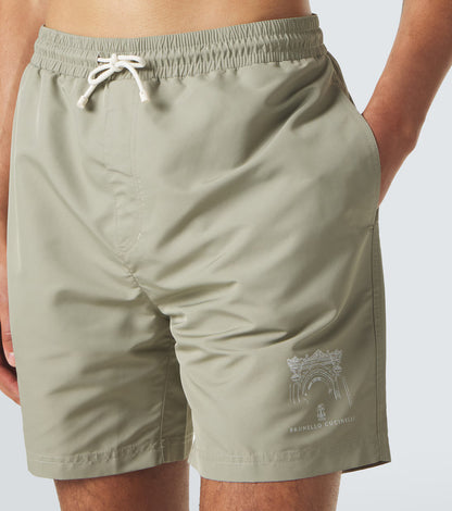 Badehose mit elastischem Bund und Kordelzug Grün