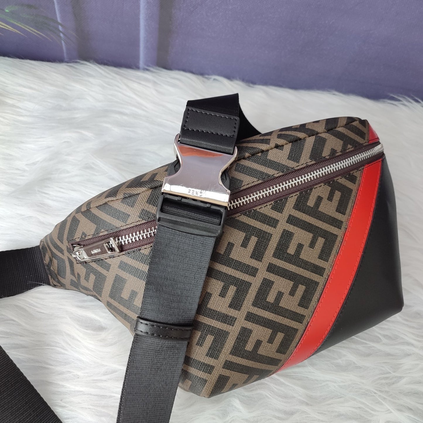 Multicolor Zucca Beschichtetes Canvas- und Leder-FF-Motiv Gürteltasche