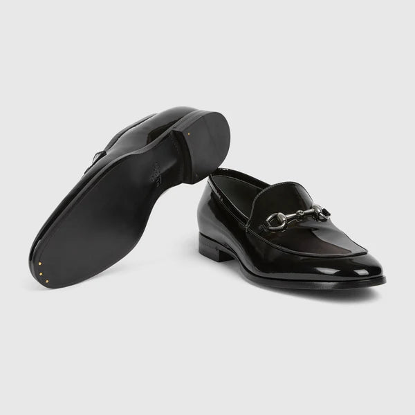 Men's moccasin with buckle made of black leather