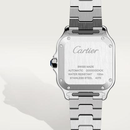 Santos watch in silver with a silver-colored opaline dial